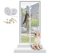 SPEESY Puerta De Pantalla Reforzada for Gatos, Puerta De Mosquitera for Gatos A Prueba De Arañazos con Cremalleras Evita Que Perros Y Gatos Se Salgan De Casa (Color : White, Size : 130x220cm)