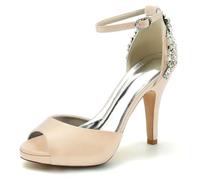 Speesy Zapatos Novia con Punta Abierta de Satén Zapatos Mujer Tacon Correa de Tobillo Zapatos de Boda Zapatos Boda,Champagne,36 EU, 65742171-CHAMPAGNE-6