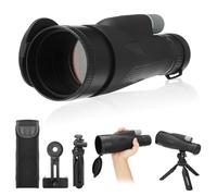 Spektiv Zoom 12-30x60 Inkl Handyhalterung Fernrohr Monocular, Monocular Teleskop mit Nachtsicht monocular Prisma Fernrohr Wasserdicht Spotting Scope mit Tripod für Vogelbeobachtungen (Schwarz)