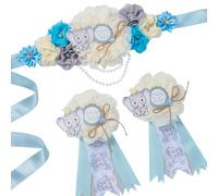 Spelable Paquete de 3 ramilletes con diseño de elefante para mamá para ser papá o ser ramillete de flor, banda de baby shower, cinturón de maternidad, regalo para revelación de género para mamá papá