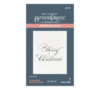Spellbinders BP-177 Placa de prensa de cobre con texto en inglés "Merry Christmas" de la colección Copperplate Holiday Sentiments de Paul Antonio