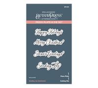 Spellbinders BP-204 Sending Joy Sentiments - Juego de placas de prensa y troqueles de The Home for The Holidays Collection