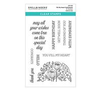 Spellbinders Fill My Heart Sentiments - Juego de sellos transparentes de The Stylish Ovals Collection, uno