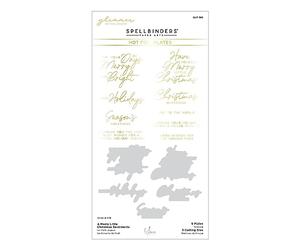 Spellbinders Yana Smakula - Juego de platos y troqueles de lámina caliente con texto en inglés "A Merry Little Christmas Sentiments Glimmer"