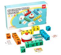 Spelling Block Toy, juego de cartas de juego, 11,02 x 6,1 en Puzzle Blocks, Diseño de aprendizaje auténtico, Colorful Easy-Grip Pieces for Kids Home Kindergarten