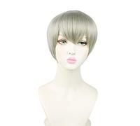Spells back to the war dog curl spine anime character cos peluca roto amanecer gris verde azulado pelo corto punto masculino gris verde azulado Cosplay Anime peluca Coser