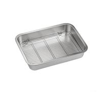 Spelonify Bandeja de acero inoxidable para hornear con estante de refrigeración para cocinar, asar y deshidratar carne o cecina, resistente al óxido y fácil de limpiar con acabado de espejo (31 x 24 x