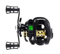 Spelonify Carrete digital de cebo con alarma de picadura de pescado y posicionamiento de profundidad, relación alta 7.2:1, carrete de pesca con contador de línea con carrete de aluminio de bajo perfil