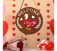 Spelonify Letrero de bienvenida de ganso intercambiable de temporada, juego de 16 piezas para colgar puertas navideñas, decoración de puerta delantera de madera con ropa y tocados para Navidad