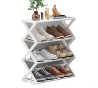 Spelonify Organizador de zapatos en forma de X, almacenamiento de zapatos estrecho multicapa para entrada, dormitorio y pasillo, fácil montaje, polipropileno y acero inoxidable (D)