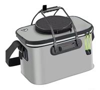 Spelonify Plegable cubo de pesca, EVA Fish Keeper portátil plegable, tanque de cebo para peces vivos, almacenamiento impermeable, cubo de aparejos de mar, contenedor de pesca (gris)