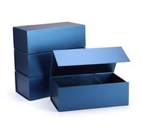 SPEPLA Paquete de 4 cajas de regalo azules, 12 x 6 x 4 pulgadas, tapas de cierre magnético para envolver regalos, caja plegable rectangular para bodas, propuestas de dama de honor, cumpleaños,