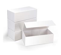 SPEPLA Paquete de 4 cajas de regalo blancas, 12 x 6 x 4 pulgadas, tapas de cierre magnético para envolver regalos, caja plegable rectangular para bodas, propuestas de dama de honor, cumpleaños,