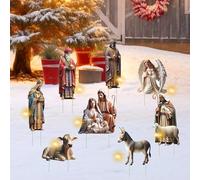 SPERMUOY Belén de Navidad para exteriores, 8 unidades, decoración navideña, figuras de belén, decoración de jardín, belén de Navidad para el jardín, belén Jesús exterior