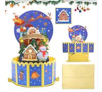 SPERMUOY Navidad 3D Pop Up Tarjeta con Sobres,Pop Up Tarjeta Navidad,Postales Navidad 3d,Tarjeta de Felicitación Postales Navideñas, Christmas Card para Familiares y Amigos (C)