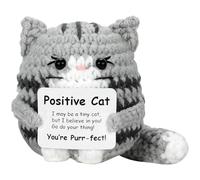 SPERMUOY Regalos positivos para gatos, peluches de ganchillo, gato positivo, amuleto de la suerte y abrazo de bolsillo, regalo de apoyo emocional, regalo de mutuo para cumpleaños