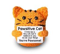 SPERMUOY Regalos positivos para gatos, peluches de ganchillo, muñeca hecha a mano, amuleto de la suerte y brazo de bolsillo, regalo de apoyo emocional, regalo de mutuo para cumpleaños