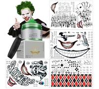 SPERMUOY Tatuajes Jok-er Tattoos Halloween,Tatuajes Jok-er Suicide Squa-d,Tatuaje Cosplay Jok-er Jared Leto y Harley Quinn, Tatuaje Hahaha para Fiesta