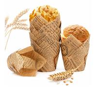 SPESH 100 moldes de papel para magdalenas en forma de tulipán, para bodas, cumpleaños, reuniones familiares (periódico de colores básicos)