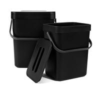 Spesh 2 Piezas (3L+5L) cubos basura pequeño cubos de basura cocina con tapa cubos basura extraible bajo fregadero para cocina, dormitorio, baño (Negro)