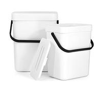 Spesh 2 Piezas (3L+5L) cubos basura pequeño cubos de basura cocina con tapa cubos basura extraible bajo fregadero para cocina, dormitorio, baño (Blanco)