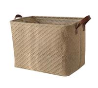 Spesh Cesta de Almacenamiento de Yute con Asas 38 x 27 x 28 cm Cesto Organizador de Almacenamiento Plegable Caja Organizadora Cuadrada de Yute para Estantes, Armarios de Baño (Textura Gruesa)