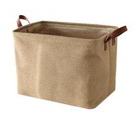 Spesh Cesta de Almacenamiento de Yute con Asas 38 x 27 x 28 cm Cesto Organizador de Almacenamiento Plegable Caja Organizadora Cuadrada de Yute para Estantes, Armarios de Baño (Textura Fina)