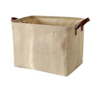 Spesh Cesta de almacenamiento de yute con asas, 38 x 27 x 28 cm, plegable, tejido natural, caja organizadora cuadrada de yute para estantes, armarios de baño (textura ondulada)