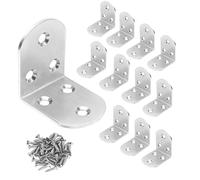 Spesh Conector angular de acero inoxidable, 12 unidades, ángulo de metal, para reforzar y reparar muebles de madera (38 x 50 x 50 mm, grosor de 2,5 mm)