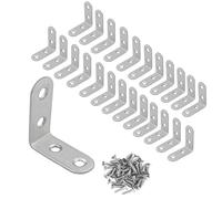 Spesh Conector angular de acero inoxidable, 24 unidades, ángulo de metal, para reforzar y reparar muebles de madera (40 x 40 x 16 mm, grosor de 2,0 mm)