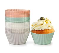 Spesh Paquete de 24 Moldes de Silicona Reutilizables para Magdalenas, Seguridad del Lavavajillas, Moldes de Magdalenas para Horno