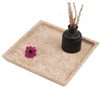 SPESHSTONES Bandeja de mármol para servir de 10 pulgadas, bandejas cuadradas de travertino hechas a mano para servir alimentos, platos de frutas y decoración de mesa de café, plato ideal para