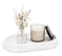 SPESHSTONES Bandeja de tocador de mármol de 9.75 pulgadas, bandejas decorativas hechas a mano para decoración de baño y accesorios de encimera, perfume, velas y bandeja de joyería para organizadores