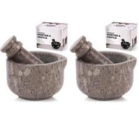 SPESHSTONES Juego de mortero y mortero de mármol 3 pulgadas para trituradora de piedra oceánica, píldoras y ajo, tazón para especias, hierbas, nueces, guacamole, salsa, pesto (Paquete de 2)