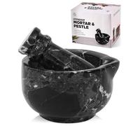 SPESHSTONES Juego de mortero y pilón de mármol de 3 pulgadas, negro, hecho a mano, pequeño molinillo de especias para decoración de cocina, trituradora de píldoras de piedra, polvo fino, cuenco de