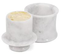 Speshstones Mantequera de mármol con tapa para encimera, mantequera francesa negra de 10 cm para almacenamiento en la cocina, mantequera de piedra (White, 4"Inches)