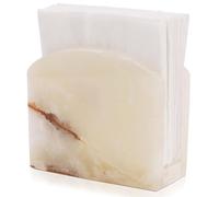 SPESHSTONES Servilletero de mármol 16,5 cm, ónix de blanco hecho a mano, ideal para mesas de comedor, encimeras de cocina y decoración elegante