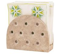 SPESHSTONES Servilletero de travertino para mesa de 6.5 pulgadas, hecho a mano, soporte de piedra para cóctel y servilletas de papel, ideal para comedor, organizador de encimera de cocina y decoración