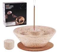 SPESHSTONES Soporte de Incienso de mármol de 5.5 Pulgadas, Quemador de Incienso de travertino para Salvia, palitos y Conos de Palo Santo - atrapasueños, Cuenco para Manchas para Regalos, Yoga