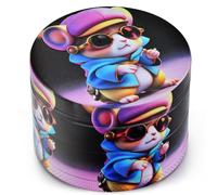 Spespo Grinder | Molinillo de 4 Niveles ∅ 50 mm | Molinillo de Aleación de Zinc | Incl. Raspador de Polen y Cepillo de Limpieza | Para Hierbas, Especias y Té | Envase de Regalo (Cool Hamster)