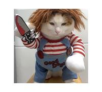 SPet deadly doll dog costume, pet supplies cosplay costumes Halloween dog clothes, Halloween cos dog cat stripes for ani