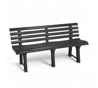 Spetebo Banco de jardín de plástico de 3 plazas 145 x 74 cm - antracita - Banco de jardín con respaldo resistente a la intemperie 200 kg de carga - Banco de parque exterior para terraza, banco sin