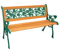 Spetebo Banco de jardín de rosas con hierro fundido - Banco de madera dura de madera decorativa