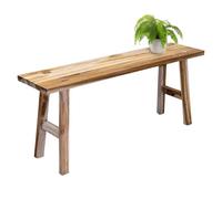 Spetebo Banco de madera de teca rectangular natural - 100 x 42 cm - Taburete decorativo de madera maciza rústica - Soporte para plantas, podio de madera, banco de madera, taburete decorativo