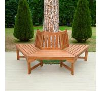 Spetebo Banco para árbol de eucalipto semicircular barnizado - 155 x 78 cm - Banco de madera maciza de árbol de madera natural - Banco redondo de jardín - Banco de jardín resistente a la intemperie