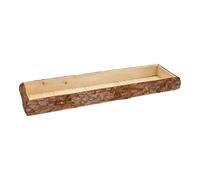 Spetebo Bandeja decorativa de madera con corteza rectangular grande - 48 x 17 cm - Bandeja para velas natural con borde de corteza de árbol - Decoración de mesa para servir velas de Navidad