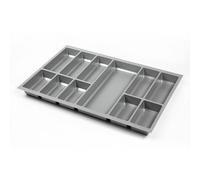 Spetebo Bandeja para cubiertos de plástico para cajones de cocina - para cajones de 80 x 50 cm - Sistema de organización de cajones gris plateado - Bandeja universal para cubiertos de cocina,