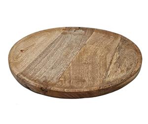 Spetebo Bandeja redonda de madera de mango - 38 cm - Plato decorativo apto para alimentos - Madera frutas y verduras - Bandeja para velas - Plato de joyería sólido