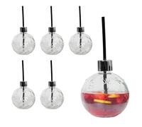 Spetebo Bola de Navidad de 400 ml con pajita reutilizable - Juego de 6 - Bolas de Navidad, copos de nieve, ponche de cristal con pajita reutilizable, diseño de vaso de cristal