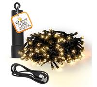 Spetebo Cadena de luces con batería recargable por USB, hasta 10 días de duración de la luz con temporizador, 160 LED a 4 m, luz decorativa para exteriores, luz blanca cálida con 8 funciones